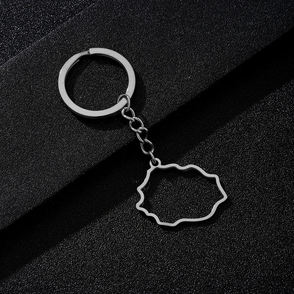 Portachiavi con Ciondolo a Cuore in Acciaio al Titanio Stile Etnico, Accessorio Decorativo per Uomo e Donna