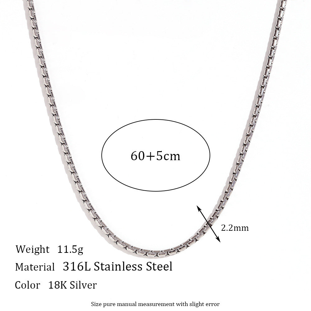 Minimalist Geometric Titanium Steel Plated 18K Gold Stainless Steel Pearl Chain Necklace for Women