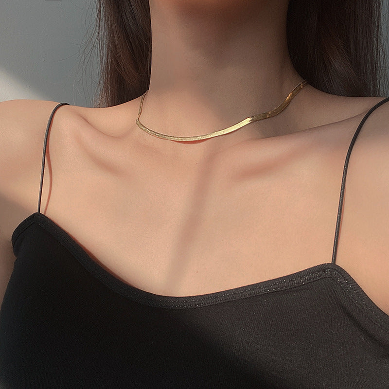 Collana a Catena a Serpente Minimalista Geometrica Placcata in Acciaio al Titanio per Unisex Stile Medaglione