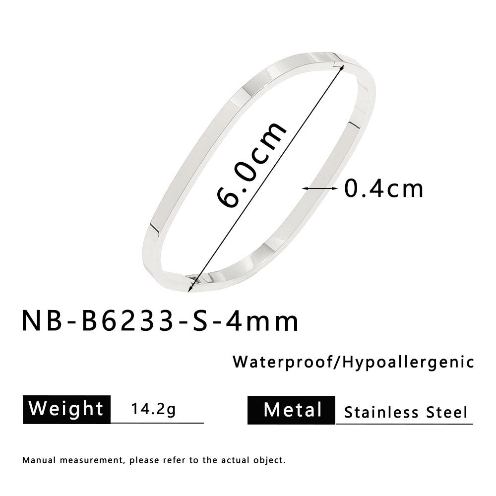 Bracciale Quadrato Minimalista in Acciaio Inossidabile con Placcatura in Oro 18K da Donna