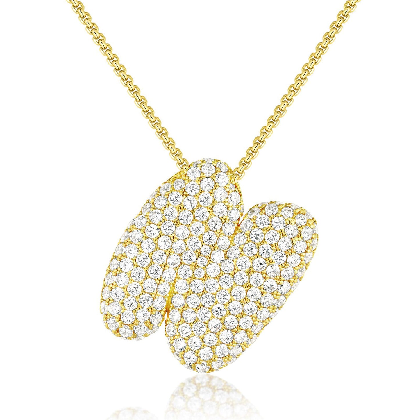Luxury Elegant Gold Silver Plated Brass Letter Pendant Necklace with Cubic Zirconia for Women