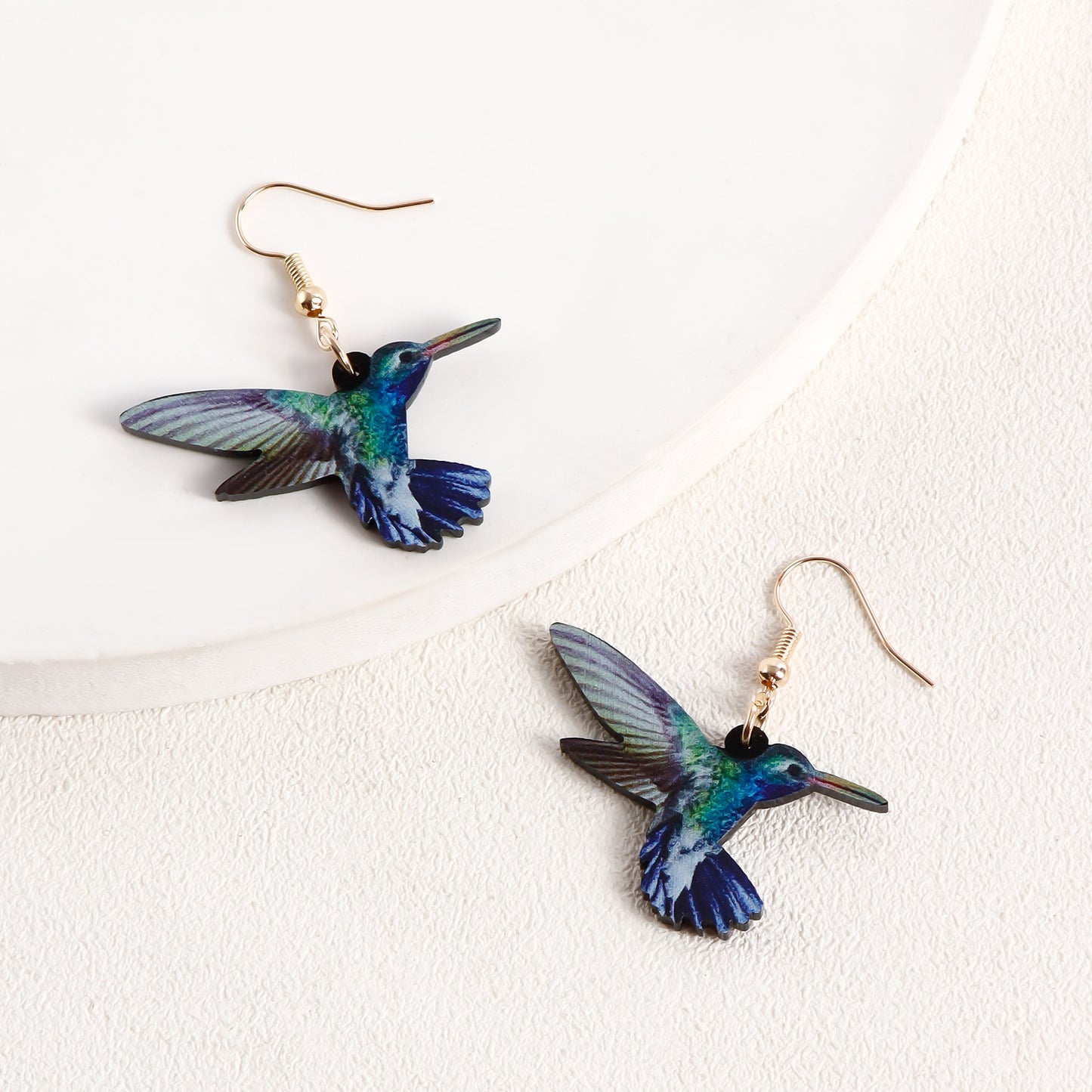 Creative Acrylic Bird Earrings for Women with Plated Finish in Butterfly and Hummingbird Shapes