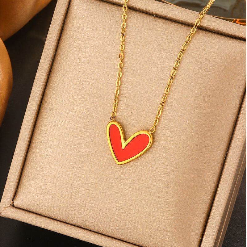 Minimalist Luxury Titanium Steel Plated Geometric Heart Teardrop Letter Animal Cartoon Star Pendant Necklace for Women