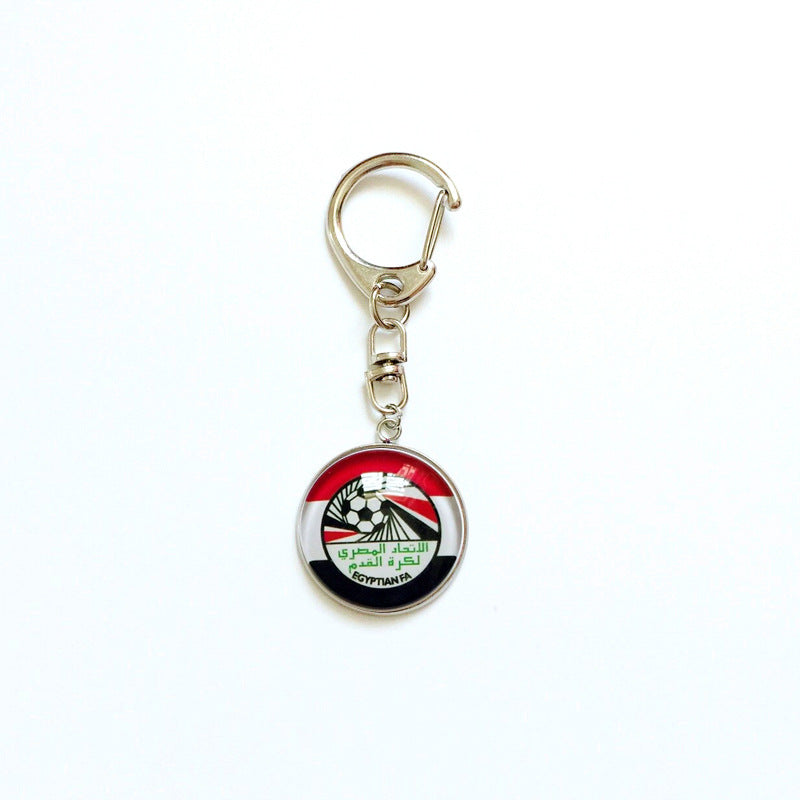 Sporty Round Stainless Steel Keychain National Football Team Souvenir Gift