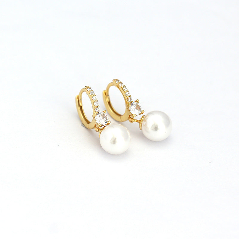 Orecchini a Cerchio Minimalisti Geometrici in Argento Sterling con Intarsio di Strass da Donna