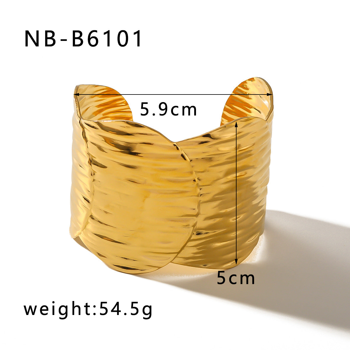 Hip Hop Statement Titanium Steel Bracelet with Hammered Texture and Irregular Fold Design for Women