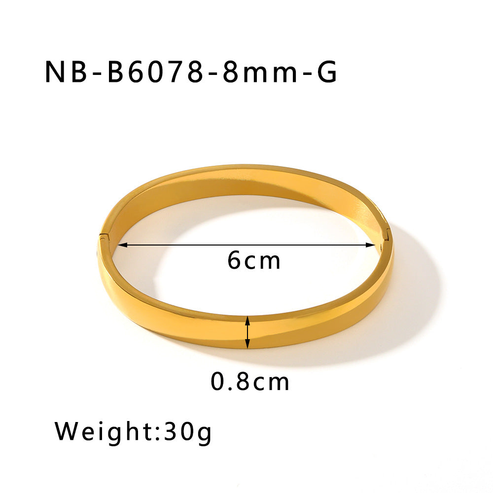 Set di bracciali da donna placcati in acciaio inossidabile con design geometrico minimalista e cerchio rotondo liscio