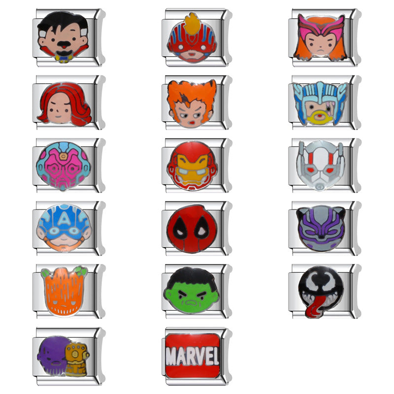 Cute Cartoon Character Stainless Steel Plated DIY Charm Bar Bracelet Unisex Fashion Gift