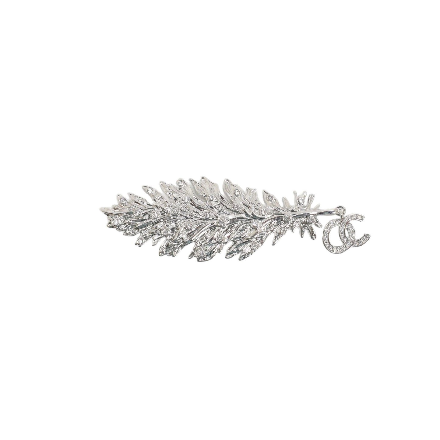 Spilla da donna di lusso elegante in ottone placcato oro con piuma e strass