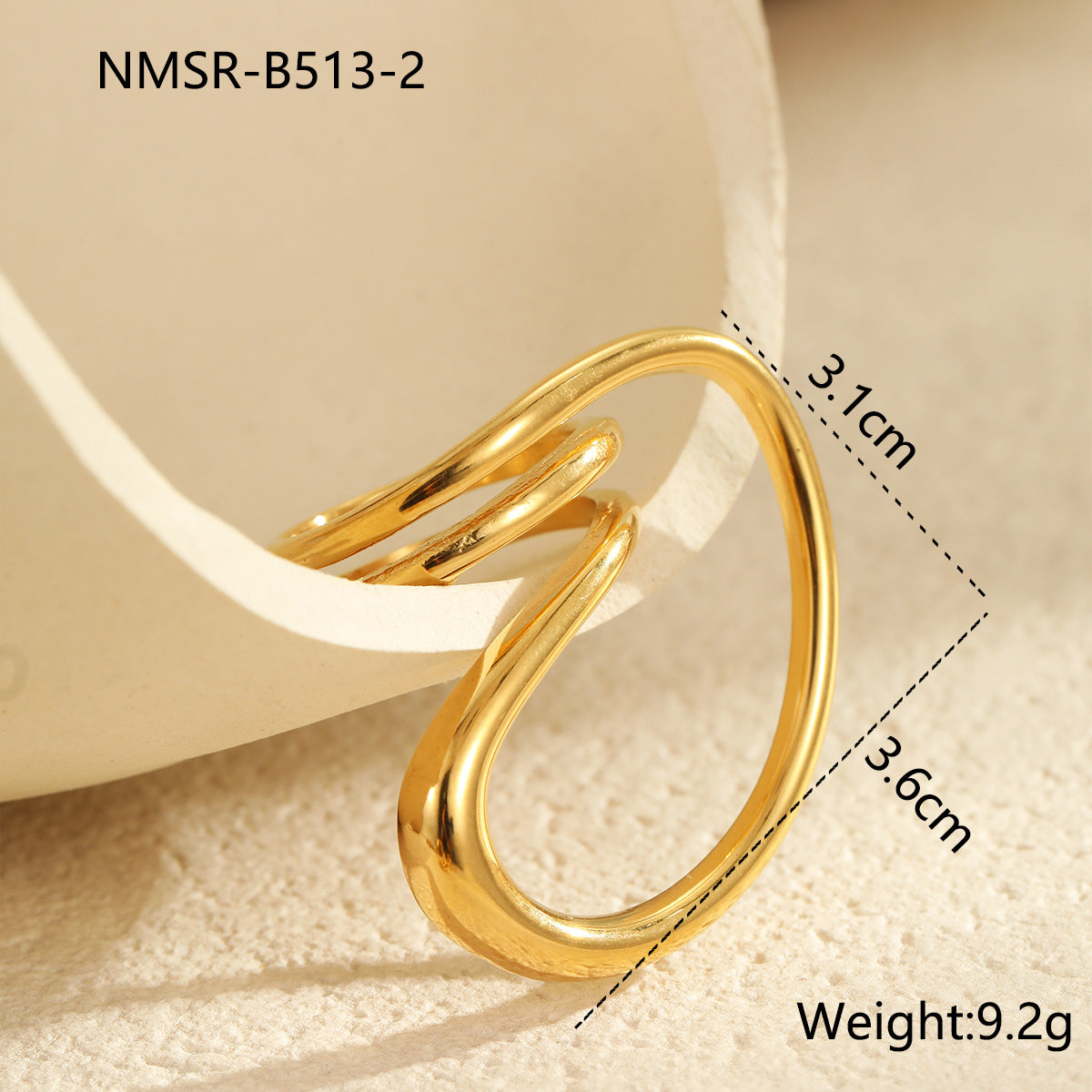 Anillo minimalista geométrico de acero de titanio para mujer con acabado chapado, banda personalizada de acero inoxidable de alta gama