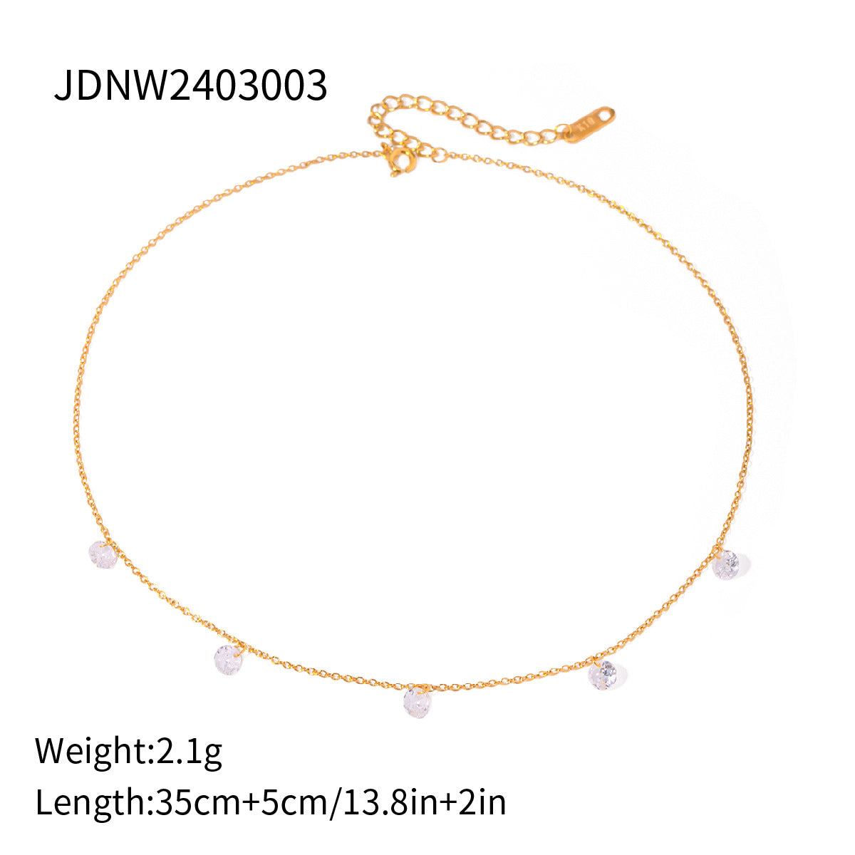 18K Gold Plated Stainless Steel Heart Necklace with Cubic Zirconia for Women