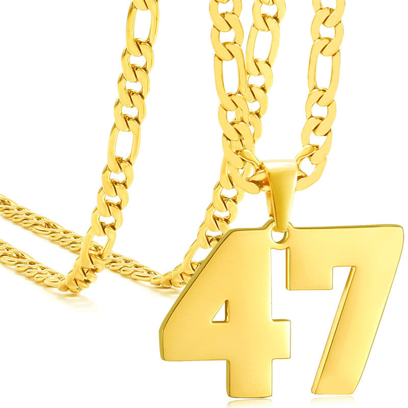 Minimalist Numeric Pendant Necklace for Men and Women Stainless Steel Chain with Polished Titanium Steel Charm