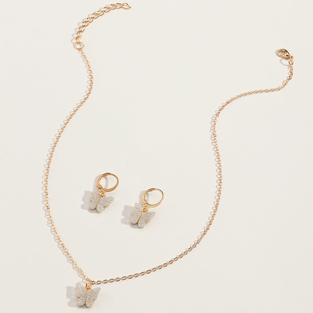 Dulce collar de mariposa para niñas, colgante de aleación con acabado chapado en cadena tipo caja, estilo gargantilla ajustable