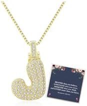 Sweet Hip-hop Letter Brass Cubic Zirconia Inlay Pendant Necklace Box Chain Unisex