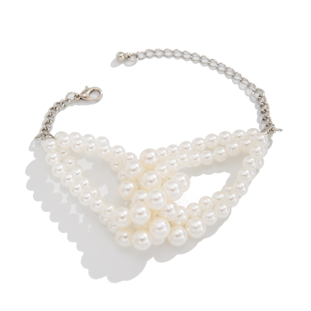 Elegant Luxury Geometric Faux Pearl Plated Alloy Ball Chain Choker Necklace for Women