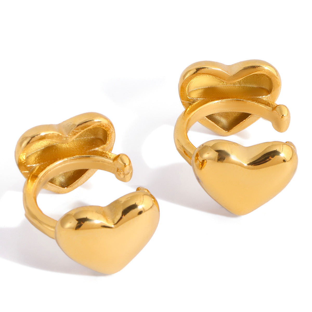 Orecchini da donna minimalisti placcati oro 18K in acciaio inossidabile a forma di cuore geometrico a U