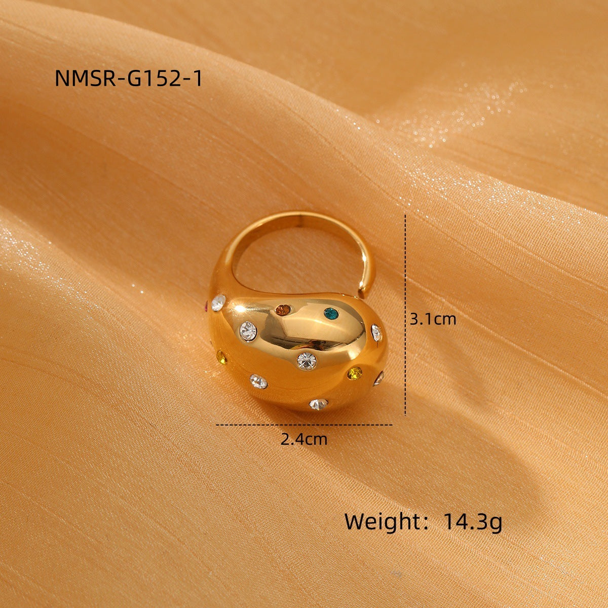 Pendientes de acero inoxidable a la moda con forma de gota de agua con incrustaciones de pedrería y chapado al vacío en oro de 18K para mujer