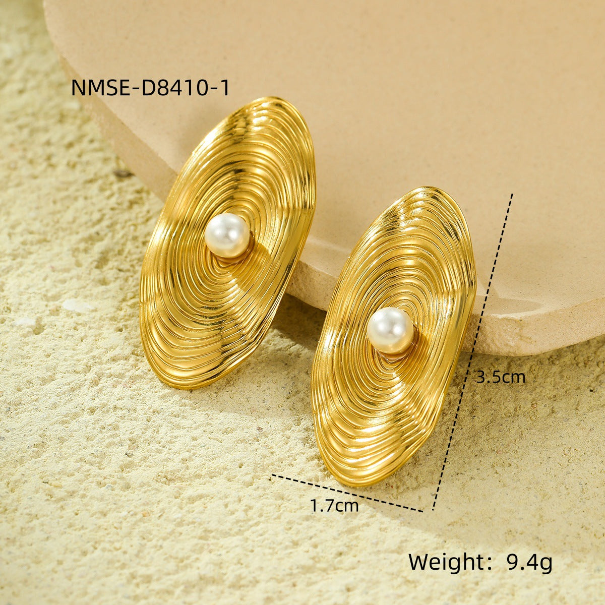 Orecchini da donna in acciaio inossidabile vintage geometrici con dettagli a perla irregolari