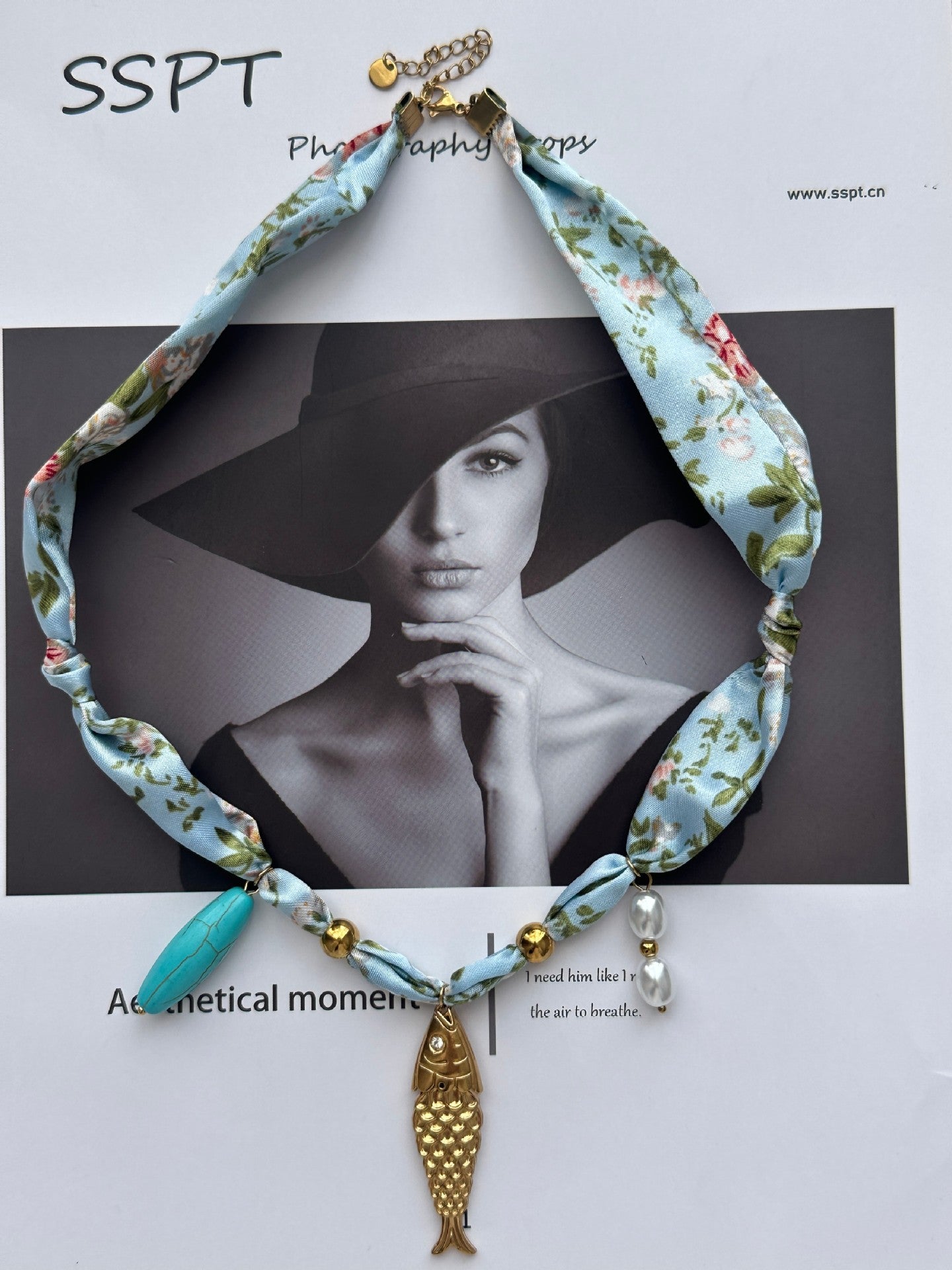 Casual Floral Heart Stainless Steel Plated Necklace with Ceramic Pendant for Women