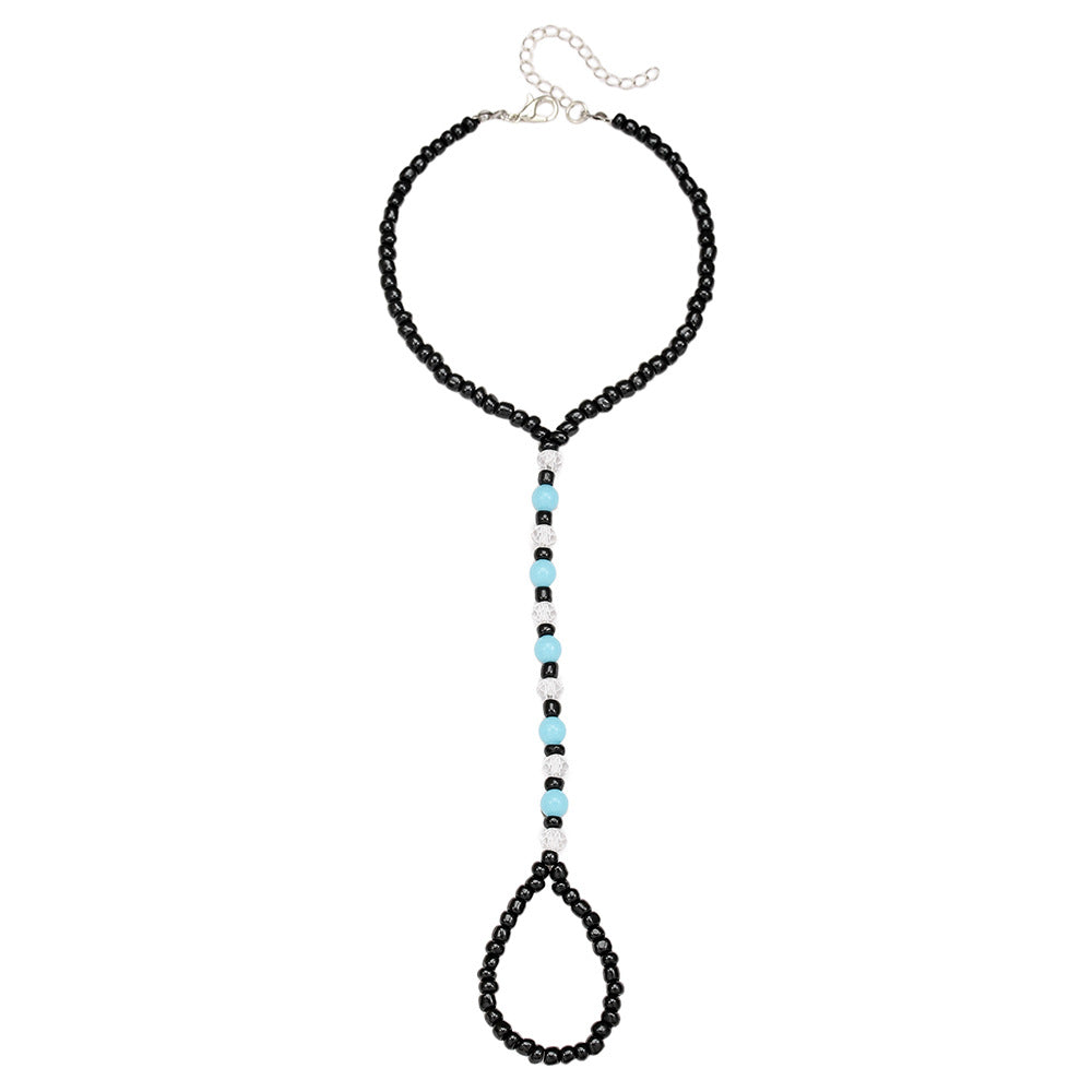 Minimalist Geometric Star Glass Beads Adjustable Anklet for Women