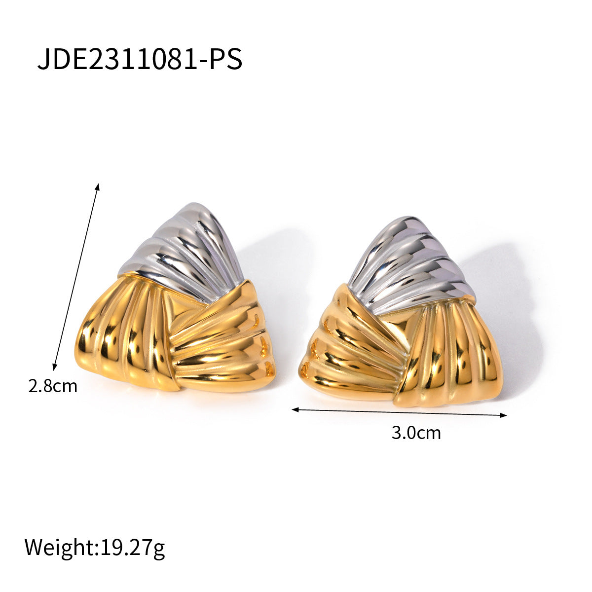 Geometric Triangle Stainless Steel Plated Stud Earrings for Women