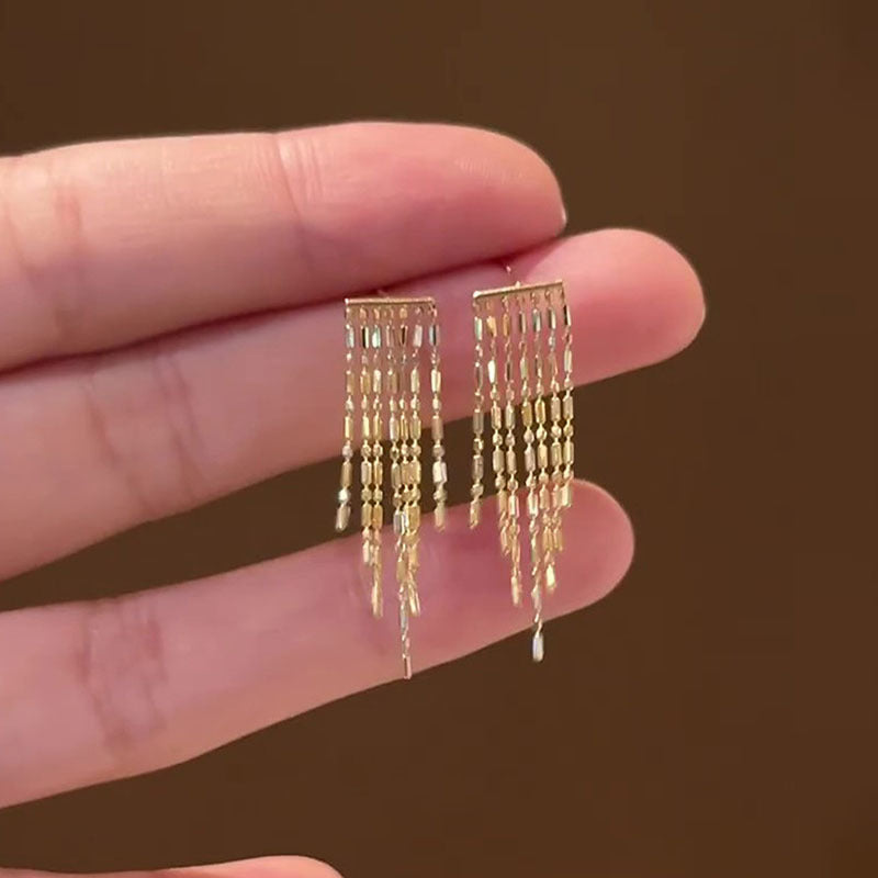 Orecchini a perno geometrici minimalisti placcati oro in metallo, con un tocco retrò francese, per donna
