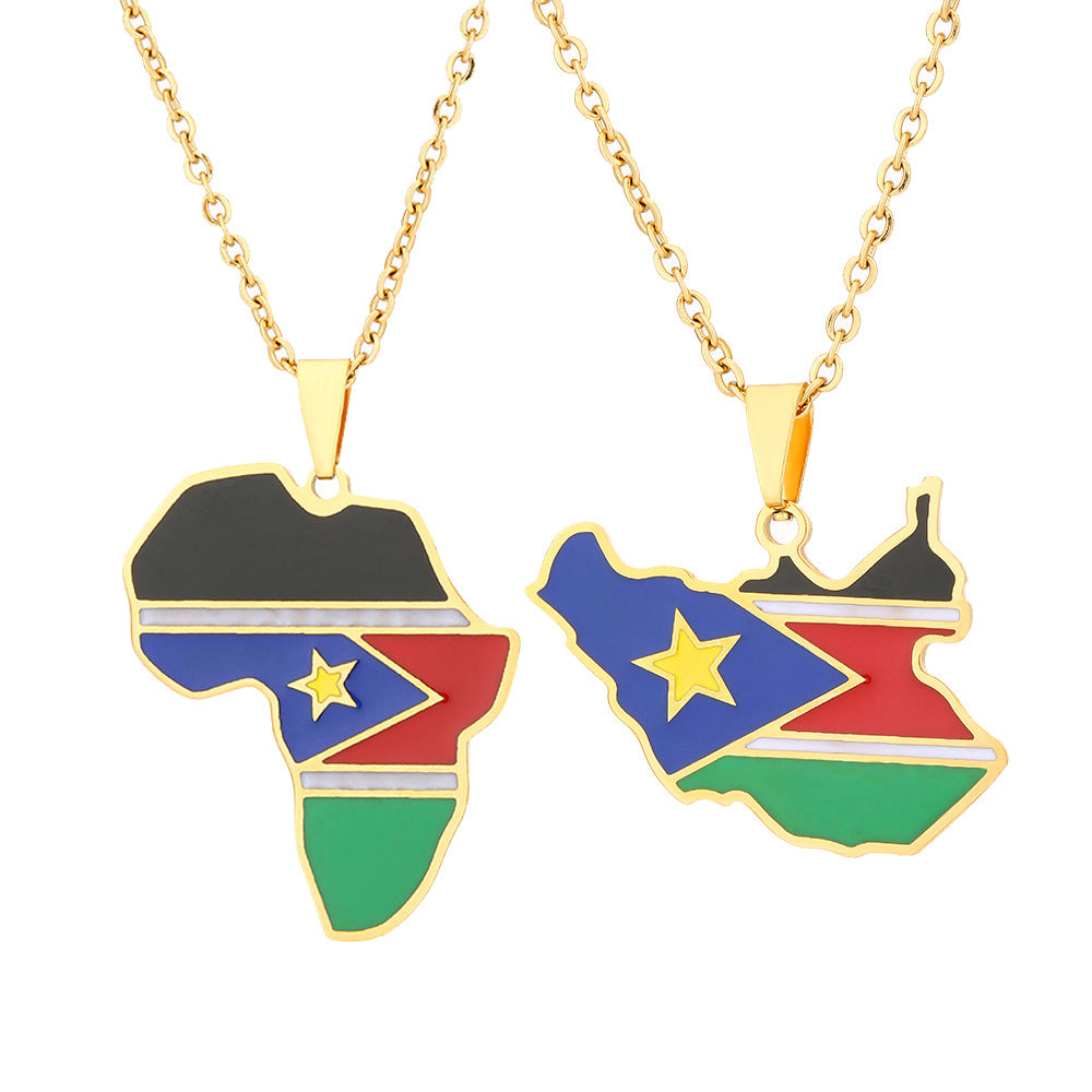 Collana con ciondolo geometrico in acciaio inossidabile con finitura placcata per donna e uomo, catena O alla moda casual per maglione