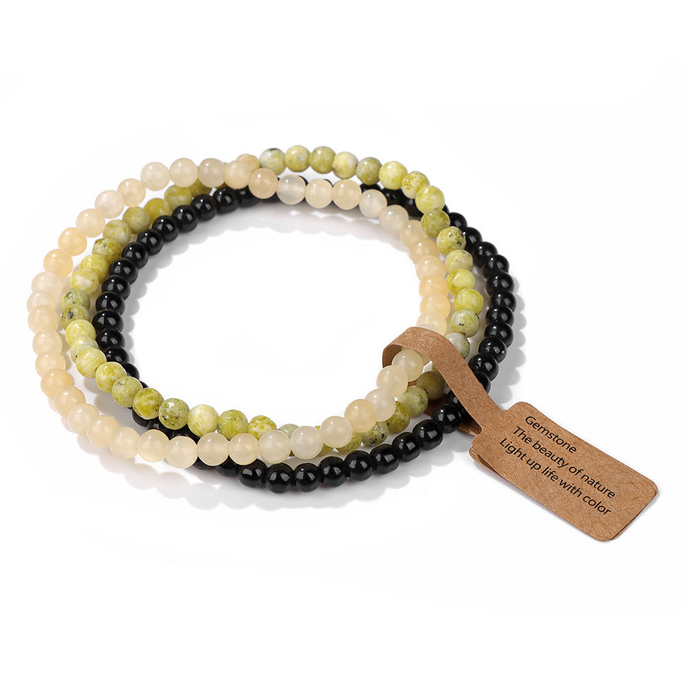 Vintage Geometric Agate Beaded Bracelet Unisex Natural Stone Jewelry
