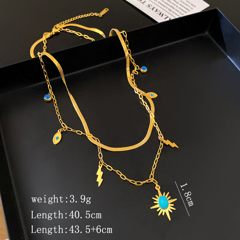 Minimalist Elegant Gold Plated Titanium Steel Letter Heart Butterfly Pendant Necklace with Curb Chain