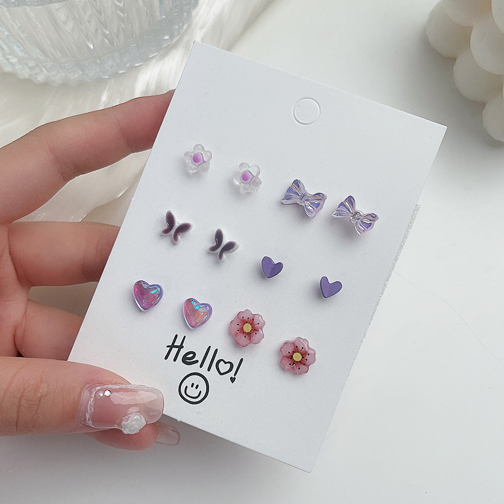 Sweet Ceramic Fruit Heart Butterfly Stud Earrings with Stainless Steel Posts