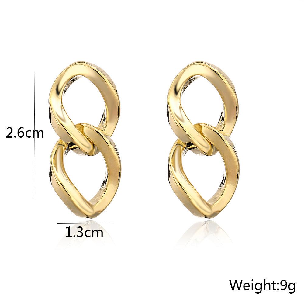 Geometric Asymmetrical Stud Earrings in Brass with 18K Gold Plating and 925 Sterling Silver Posts for Women