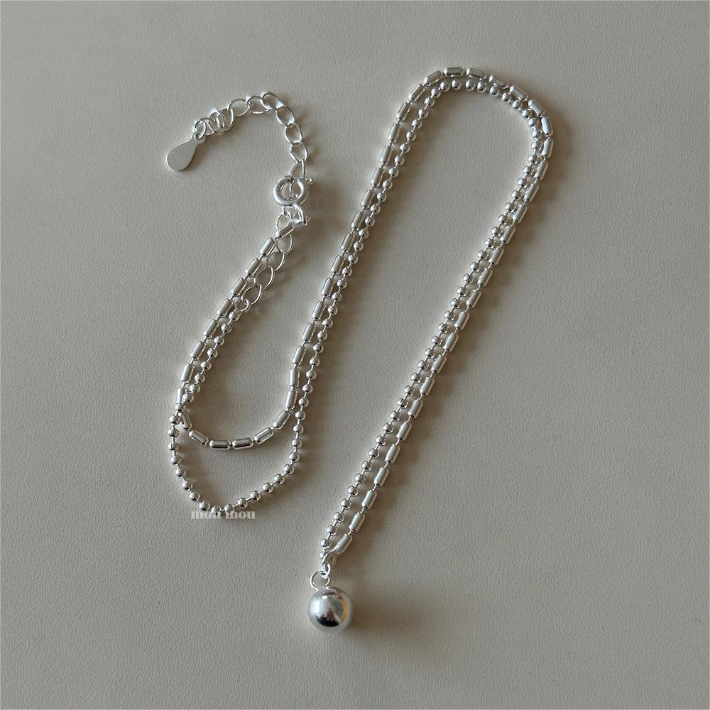 Collana Girocollo Minimalista Geometrica con Perline Rotonde da Donna in Argento Sterling 925 con Finitura Placcata