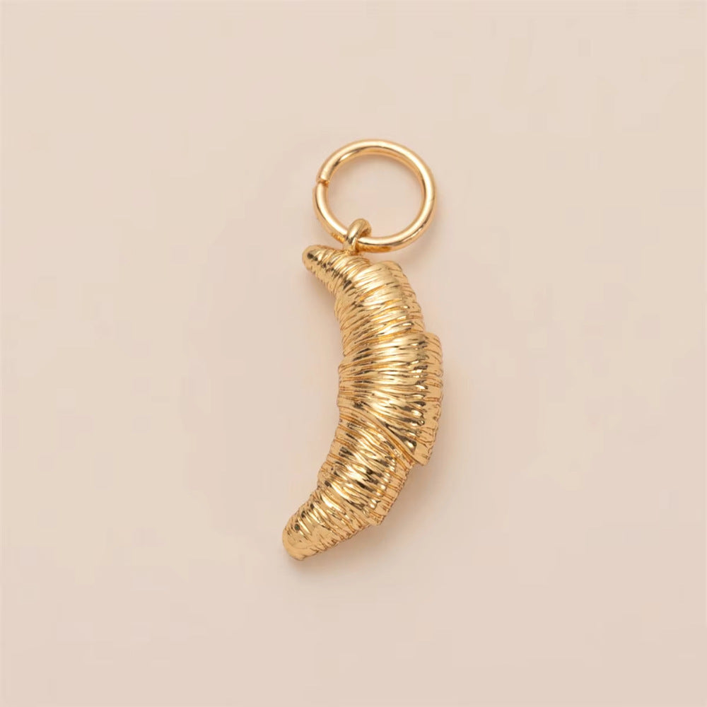 Minimalist Luxury 18K Gold Plated Brass Food Pendant with Cubic Zirconia