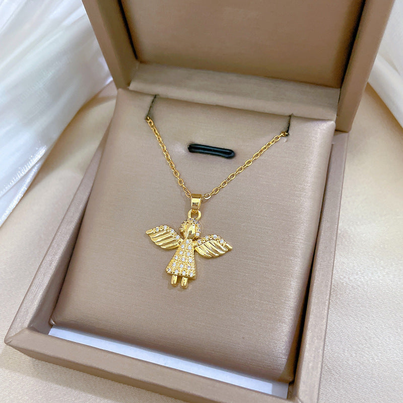 Collana di lusso con ciondolo geometrico di strass per uomo e donna, catena in acciaio al titanio