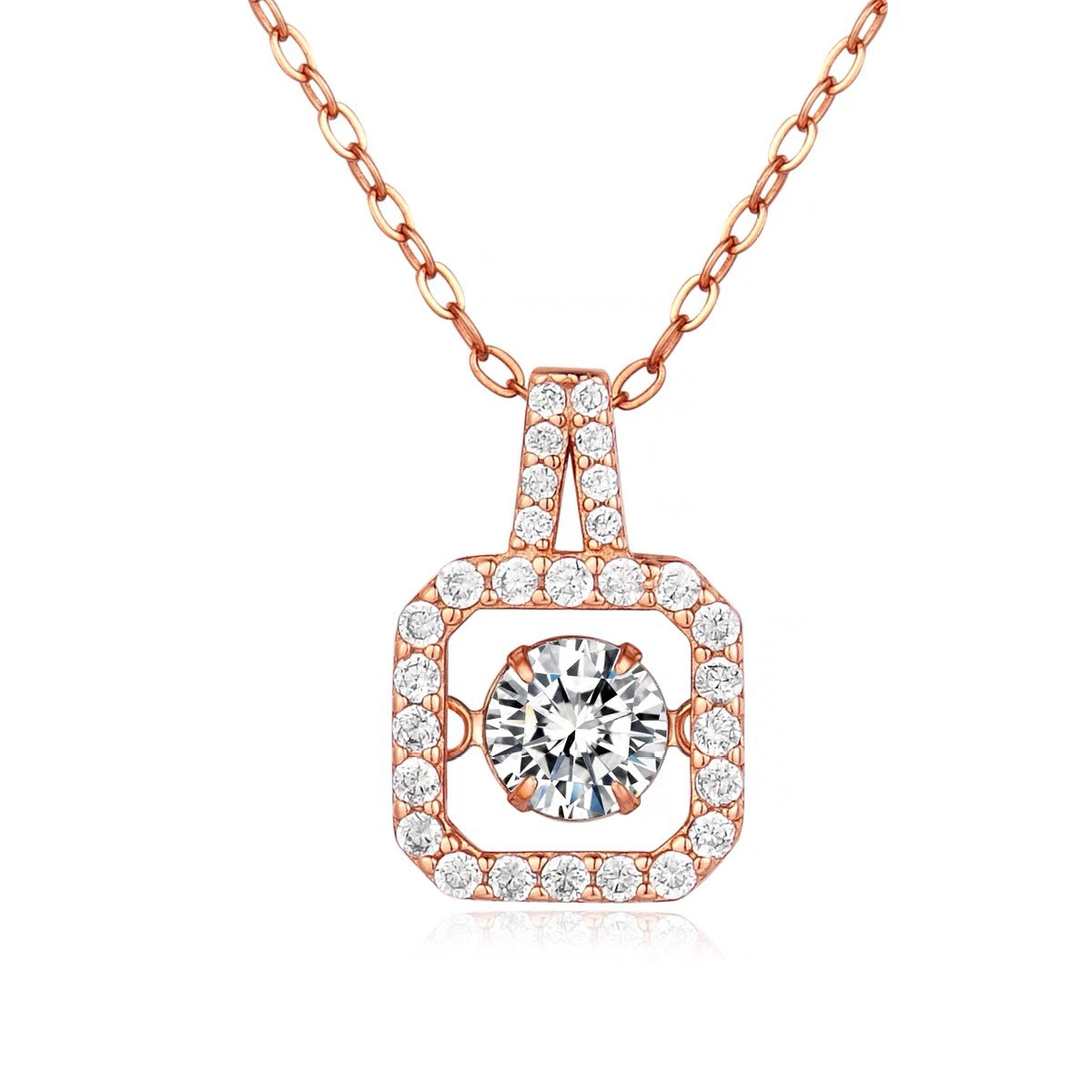 Collana con Pendente Geometrico Minimalista in Acciaio al Titanio Placcato Oro e Catena a O per Donna