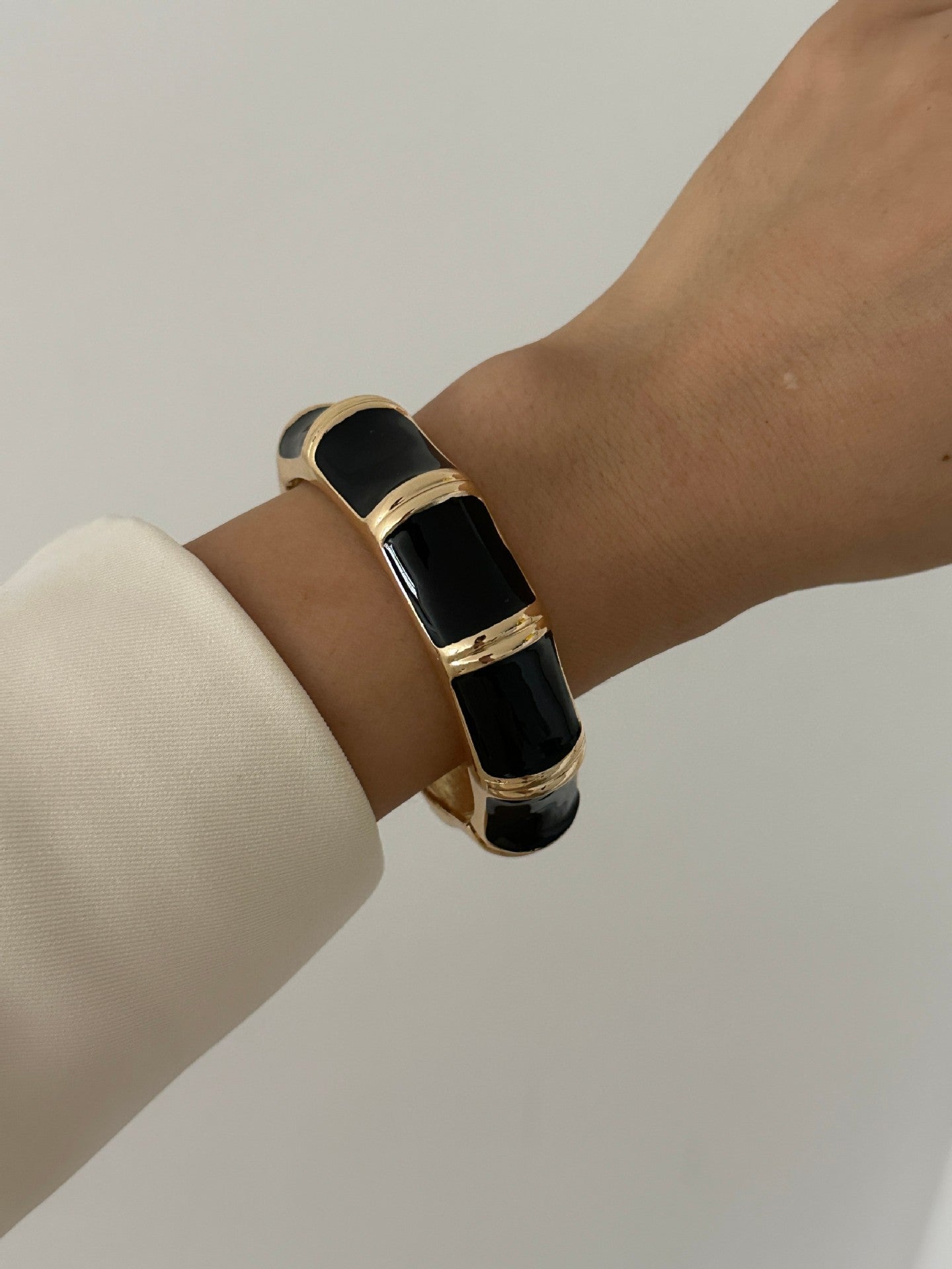 Pulsera Abierta de Puño con Nudo de Bambú de Aleación Geométrica, de Goteo de Aceite, de Lujo Vintage
