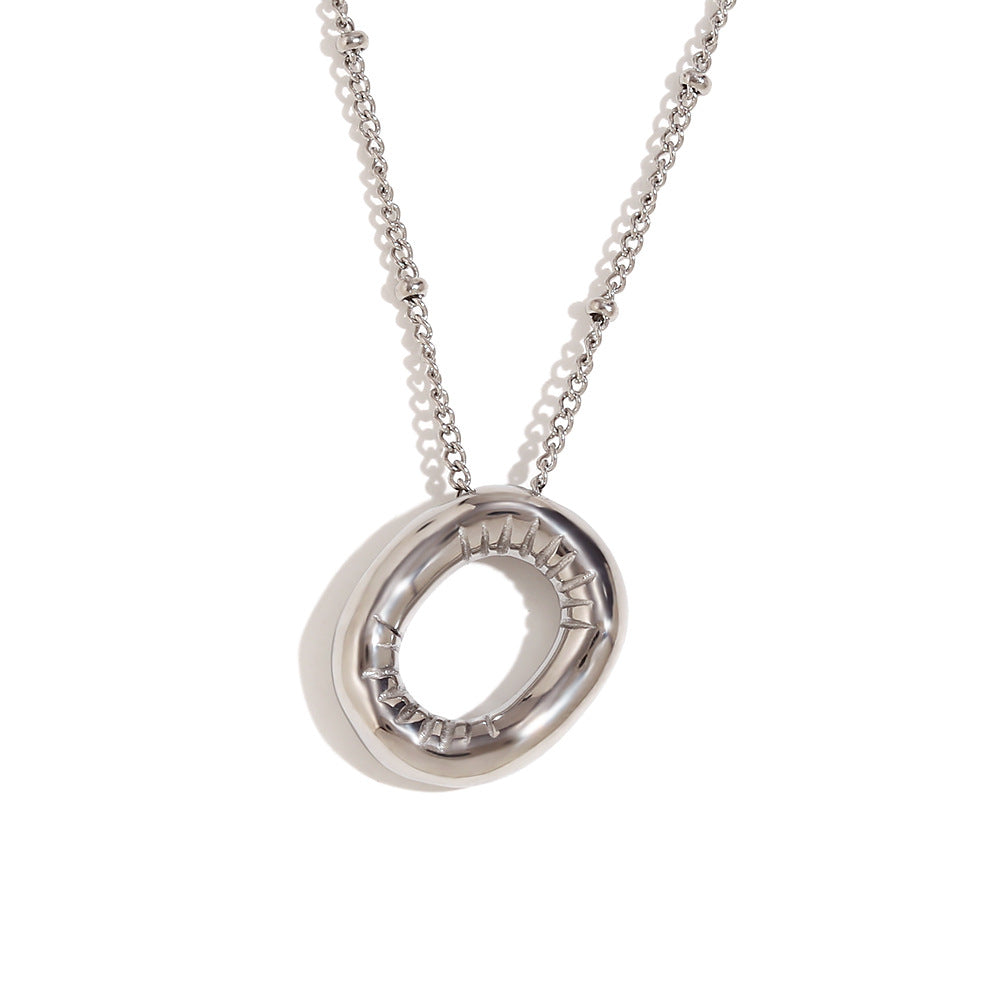 Fashionable Letter-Shaped Stainless Steel Pendant Necklace with 18K Gold Plating for Women