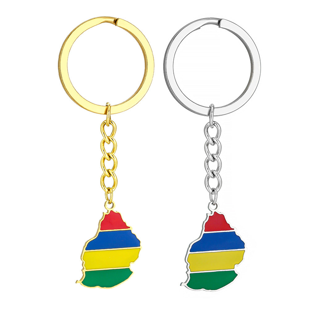 Llavero vintage de esmalte de Mauricio, accesorio de acero inoxidable para hombres y mujeres