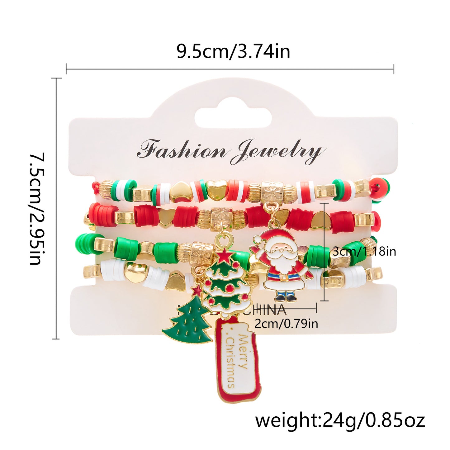 Handwoven Alloy Christmas Bracelet Set with Santa and Reindeer Charms for Women and Men, Festive Holiday Jewelry
