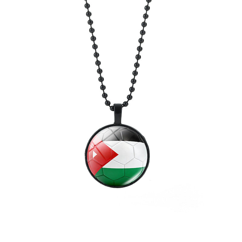 Collana Unisex Casual con Pendente Rotondo Geometrico di Cristallo e Catena a Sfera Placcata in Lega