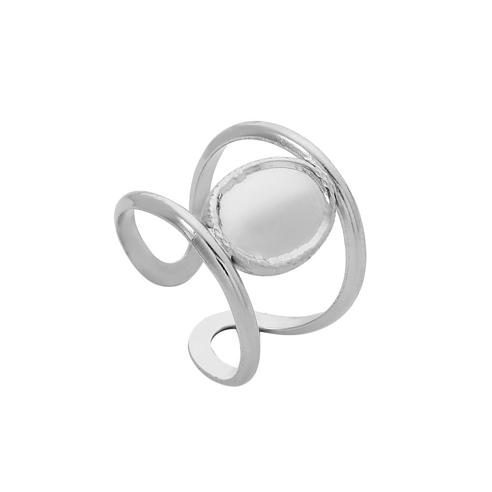 Minimalist Geometric Round Plated Titanium Steel Adjustable Open Ring Unisex