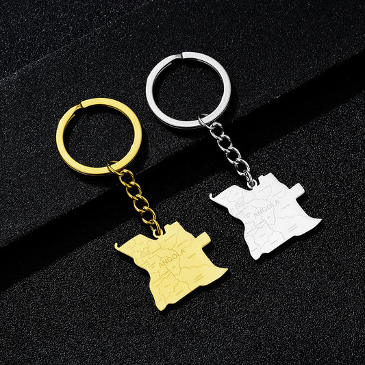 Portachiavi con nome di città in stile etnico vintage, in acciaio inossidabile, per uomo e donna