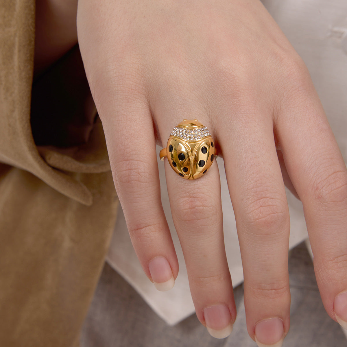 Anillo Geométrico de Acero Inoxidable con Incrustaciones de Zirconia, Chapado, para Mujer, Joyería Minimalista y Elegante