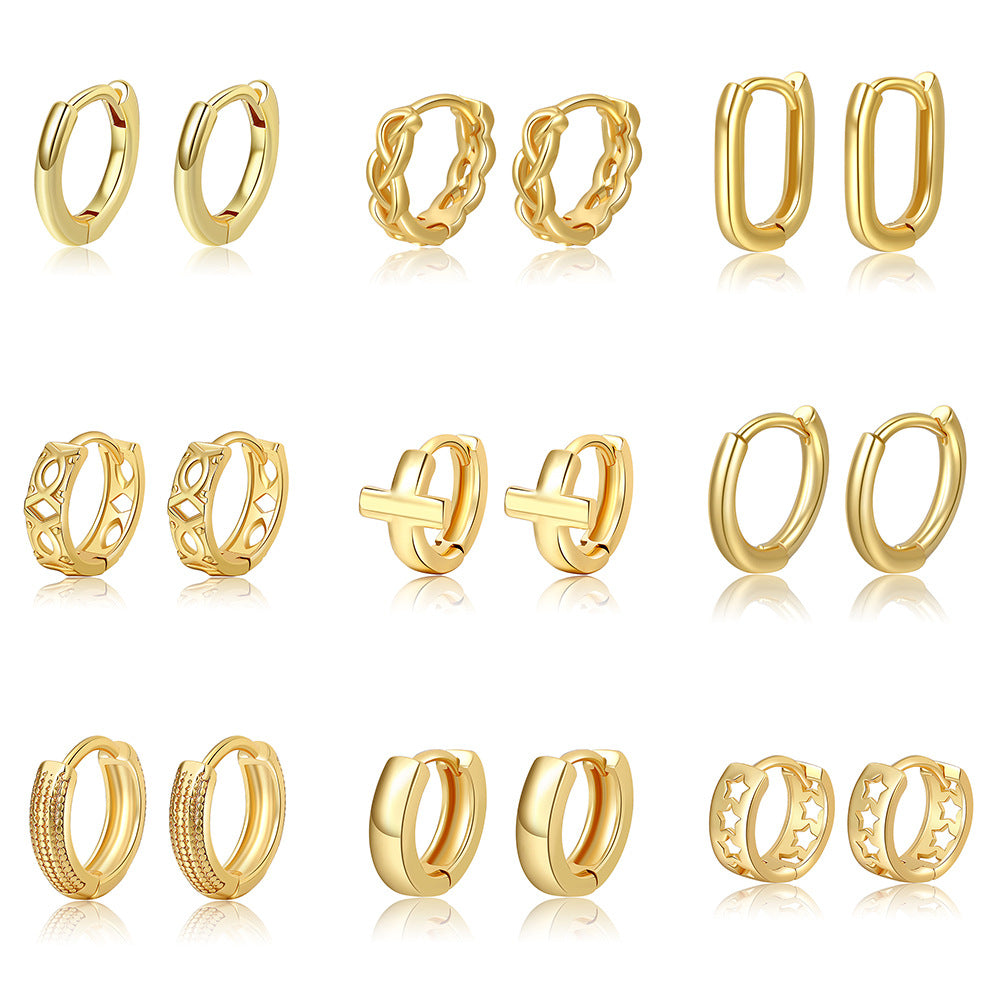 Minimalist Round Geometric Brass Plated Earrings