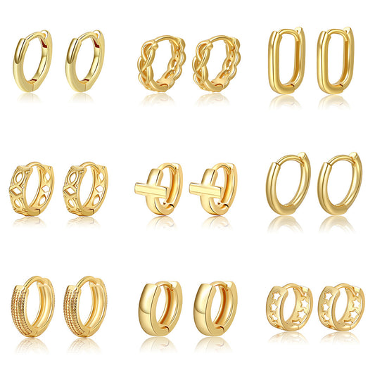 Minimalist Round Geometric Brass Plated Earrings