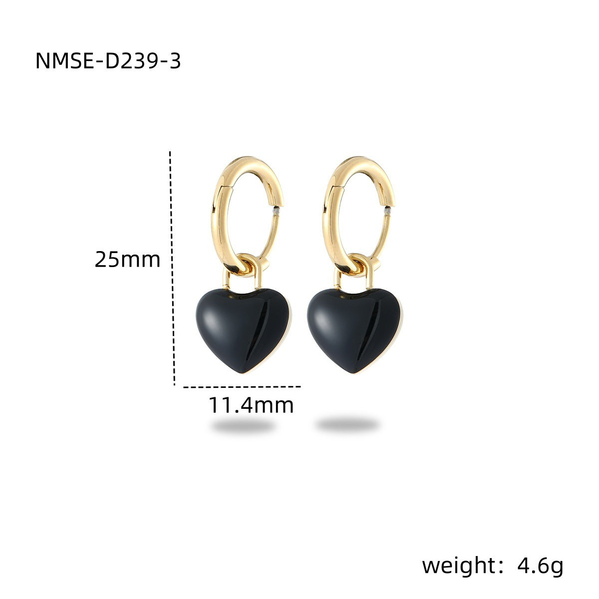 Orecchini da donna alla moda a forma di cuore in acciaio al titanio con smalto minimalistici