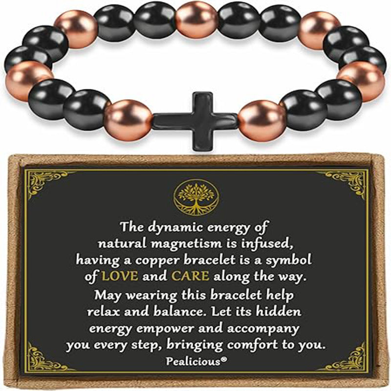 Unisex Adjustable Woven Bracelet with Obsidian and Tiger Eye, Geometric Heart Round Design