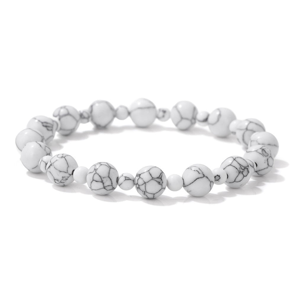 Minimalist Sweet Natural Crystal Beaded Bracelet Unisex 8mm Elastic Stretch Bangle with Star and Geometric Charms