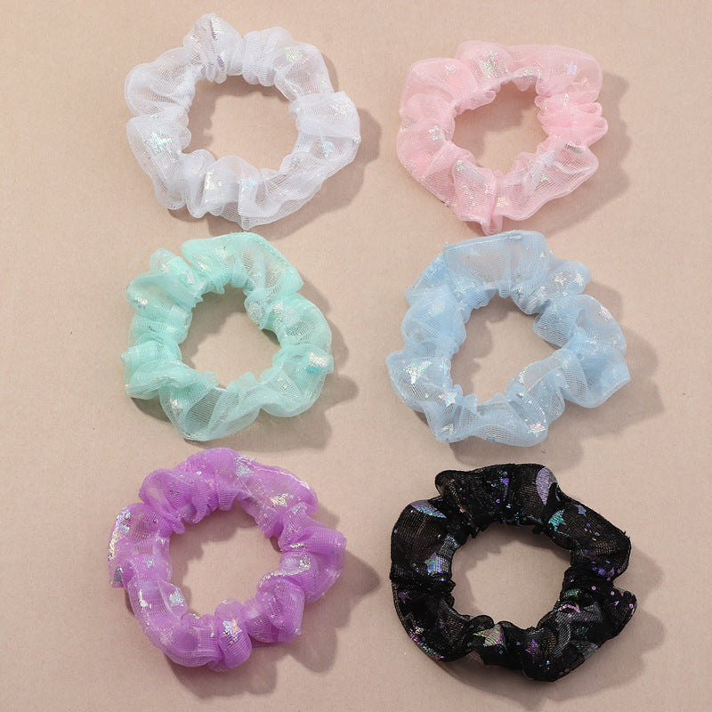 Diadema rústica de tul con estampado floral de cielo estrellado para niñas, con banda elástica y acabado artesanal