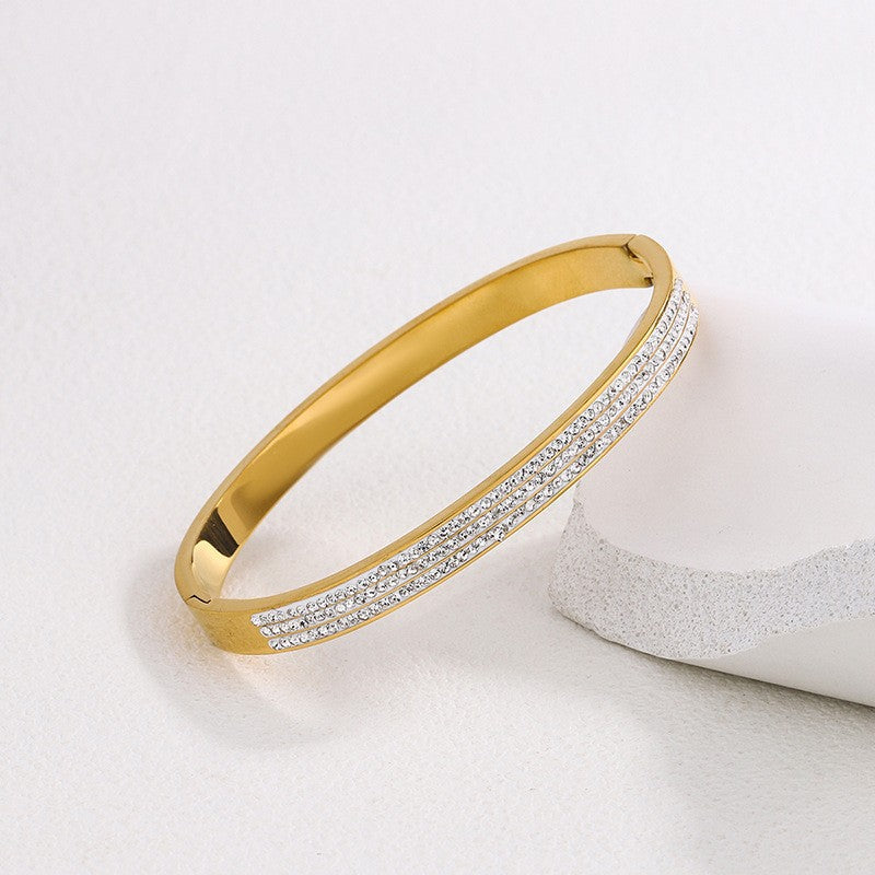Elegant 18K Gold Plated Geometric Round Titanium Steel Bracelet